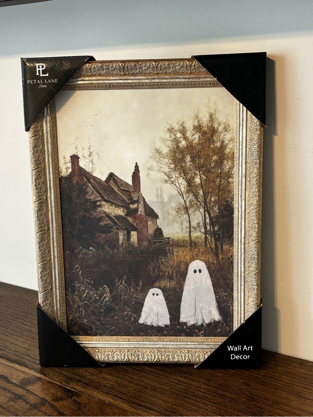 NEW Petal Lane Ghosts and Farmhouse Wall Art Framed Halloween Canvas - Picture 1 of 1